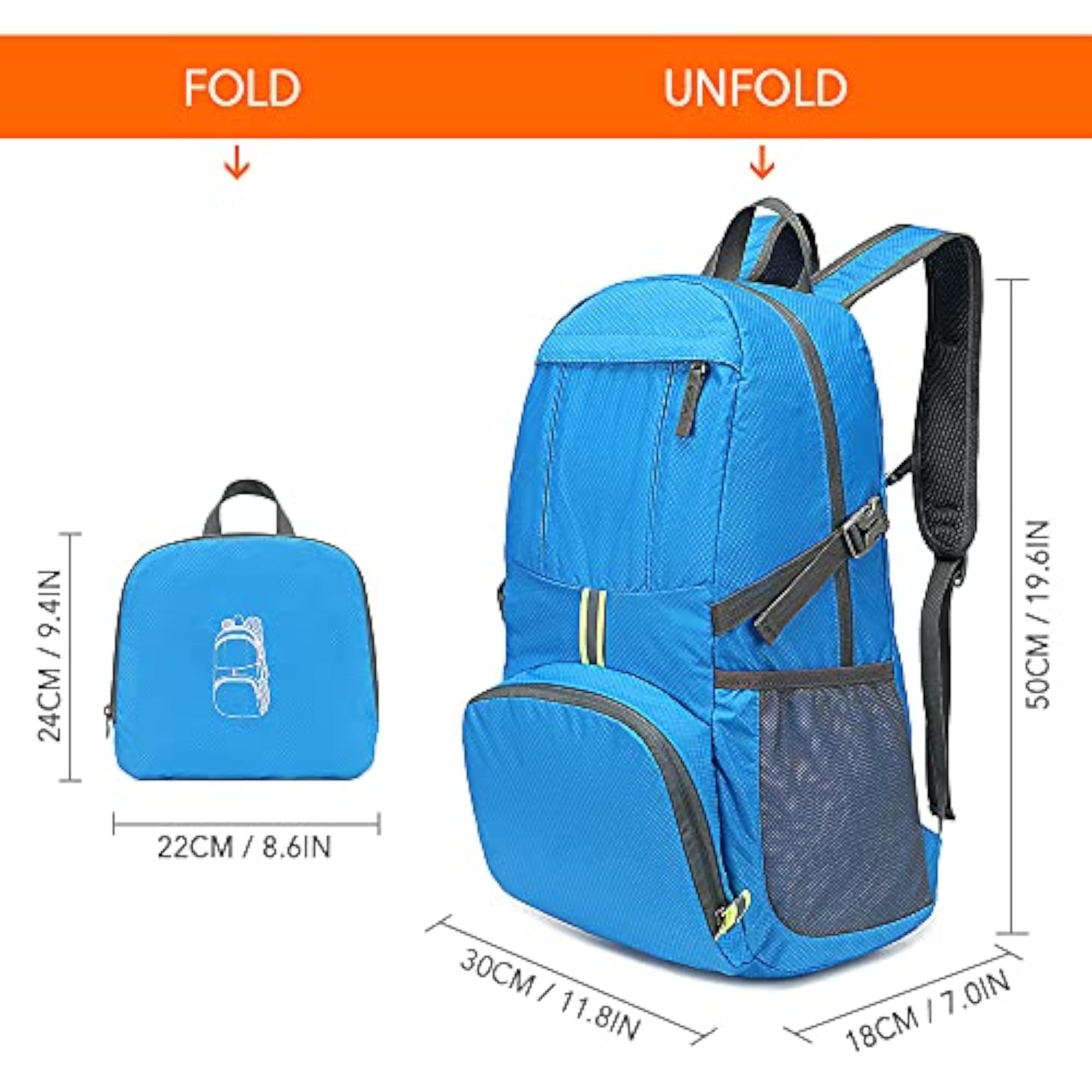 35L Lightweight Folding Backpack Water Repellent Bag